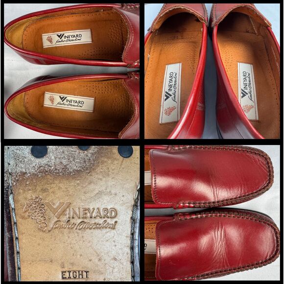 Vineyard Sandro Moscoloni Loafer‎ Mens Murray Red Leather Slip On Career Sz 8 main image 7
